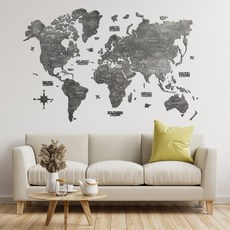 3D立體木製世界地圖【奢華版-太空灰】質感探索家 木質地圖 牆壁裝飾 壁貼 木質地圖 居家擺飾 禮物送禮 餐廳裝飾, L PLUS (165*115cm),精裝國旗圖釘組