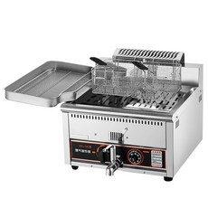 商用18L大容量燃氣油炸鍋 雙炸籃 加厚不銹鋼材 自由溫控 油炸鍋 炸鍋 油炸機, 1個, 商用大容量『油炸鍋』、雙炸籃、回油盤, 商用大容量-油炸鍋, 51cm