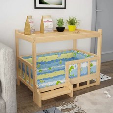 애견 원목침대 반려견 베드 소파 애완 펫베드, 1개, 호화 + 천장 + 블루 침대