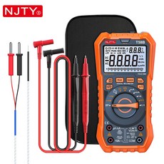 NJTY T58B 1000V 디지털 멀티미터 스탠드 유형 스마트 백라이트 스크린 및 LED 조명 잭 표시기 9999 카운트 듀얼 데이터 표시, [01] 주황색, 1개