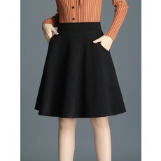 여성 댄스복 빅사이즈 라인댄스치마 미디 밴딩 스커트, 1. 블랙, 3XL