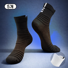 코지덴 무압박 U자형 발목 족저근막염 발바닥 통증 완화 두꺼운 기능성 러닝 스포츠 양말, 블랙, 5개