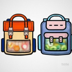 초등간식구디백 책가방 모양 구디백 대형, 오렌지, 1