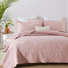 침대 전체 덮개 침구 230cmx250cm 이불, 핑크 작은 잎