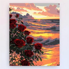 유화 숫자페인팅 채색 핸드메이드 미술 취미 캔버스 홈 데코 엘리스 동백꽃 디지털 오일페인팅, 30x40cm 내부프레임+붓, 7