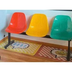 플라스틱 의자 농구장 체육관 매장 벤치 상품 웨이팅 야외 3인 컬러 매칭