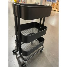 IKEA宜家 小推車 三層收納手推車 廚房置物架, RÅSHULT 小推車 (黑) 煞車款