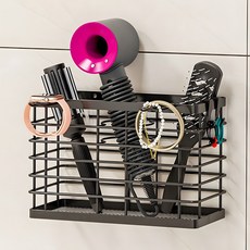 트렌드컨테이너 헤어 드라이기 거치대 벽걸이 정리 홀더 2컬러, 1개, 블랙(06666B)