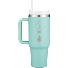 물 스티 스무디 등을 위한 뚜껑과 빨대가 있는 Square Quencher H2.0 FlowState 40온스 스테인리스 진공 단열 텀블러. 녹색, Green