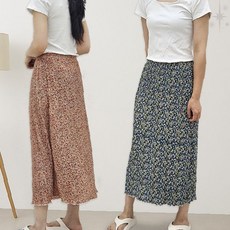 여름 냉감 롱 스커트 플리츠 주름 꽃무늬 프린트 쿨링 소재 데일리 패션 아이템