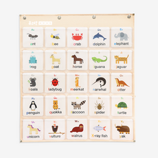 뮤고랑 한글 알파벳 단어카드 벽걸이 낱말카드꽂이 포켓 네모 차트, 1세트, 1개