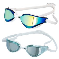 Focevi 컴포트 빅 프레임 수영 수경 2피스 김서림 방지 및 자외선 차단 FIYJ002DD2G, 2개, 흰색 금색+흰색 은색