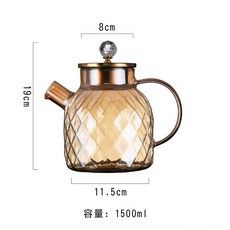 耐高溫高硼矽玻璃冷水壺, 琥珀色, 1套, 1500ml