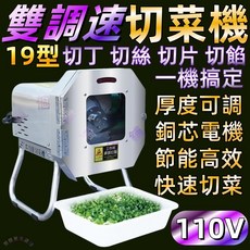 多功能電動切菜機 雙調速自動進料 商用切菜機 19型 厚度可調 切丁切絲切片切段 一機搞定 110V, 19型 可調速-切菜機 (自動進料), 1個