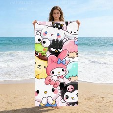 산리오 비치 타월 해변 수영장 여행 캠핑용 흡 수영