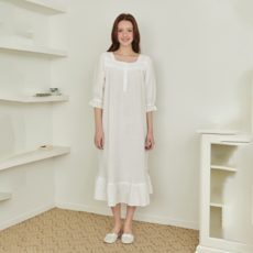 이브니에 비안나 여름 여성 여자 잠옷 7부소매 원피스 잠옷