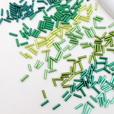 초록 그린 막대 스팽글 비즈 공예 재료 비즈화분 악세사리 만들기 [10g], G-2X6mm (H0556)