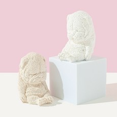 멍멍이 강아지 모형 소품 석고방향제, 화이트, 아카시아
