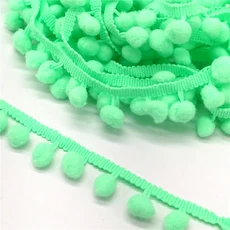 레이스원단 폼폼 레이스 트림 볼 리본 미니 진주 프린지 바느질 니트 패브릭 수제 DIY 공예 액세서리 2 야드, 23 Cyan, 1개