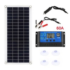 1000w 태양 전지 패널 12v 태양 전지 10a-60a 컨트롤러 태양 전지 패널 전화 rv 자동차 mp3 패드 충전기 야외 배터리 공급, 60a 컨트롤러 포함, 1개