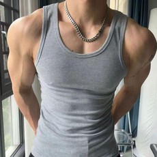 男士粗螺紋背心 健身運動打底汗衫