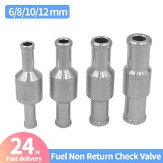 자동차 진공 호스 오일 워터 펌프용 6/8/10/12mm 알루미늄 합금 편도 연료 비 복귀 체크 밸브 휘발유 디젤, 01 10mm