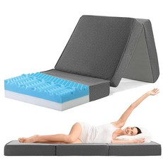 ECLATIS HOMBYS 5-ZON 온e 메모리 폼 3단 접이식 매트리스 10.2cm4인치 싱글 사이즈 세탁 가능한 커버 보관을 위한 신축성 있는 밴드가 휴대용 바닥 매트