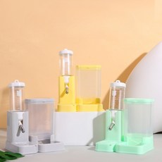 햄스터 자동 급식기 급수 겸용 2in1 사료통 물병 결합형 소형펫 급여 용품, 1개, 옐로우