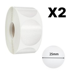 빅쓰리몰 원형 라벨 방수 봉인 포장용 실링 롤 스티커, 2개, 투명 원형 스티커 25mm 500p