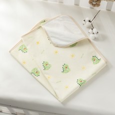 DFMEI 隔尿墊嬰兒a類純棉紗布兒童棉透氣月經墊新生可水洗姨媽墊, 1個, 綠恐龍(隔尿墊)