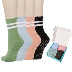 Benefeet Sox Pilates Socks for Women Girls Non-Slip Grip Ruffle Frilly Yoga Socks Striped Slipper