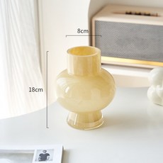 노르딕 팬톤 스타일 화병 인테리어 꽃병 오브제 수경재배 미니멀 식탁 소품, 2_크림 옐로우 농축 소형