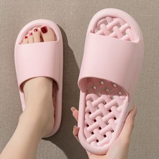 DFMEI 漏水拖鞋女速幹鞋防滑居家鏤空洞洞洗澡涼拖男士室內家居透氣拖鞋, 粉色:38-39, 1個