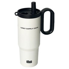 Tiger Pavilion 손잡이 빨대 텀블러, 1개, 720ml, 화이트