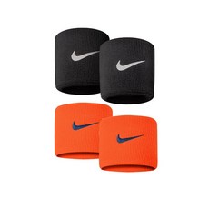 나이키 스우시 손목밴드 혼합, 블랙+오렌지, 4개