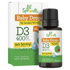 칼라일 릴 스프라우츠 액상 비타민 D3 400 IU, 1개, 9.2ml