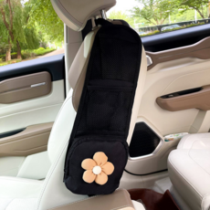 汽車座椅 紙巾盒二合一 多功能車載儲物包, 棕小花-座椅側收納包【黑色普通款】