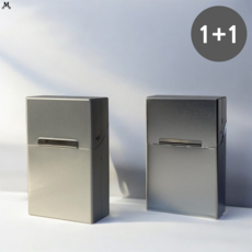 모더니온 메탈 담배케이스 자석 1+1, 1개, 실버+실버