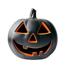 萬聖節黑色南瓜燈籠裝飾，庭院室內節慶擺設，獨特造型燈飾，營造萬聖節氣氛, 17吋黑色南瓜燈