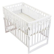 4개의 메쉬 크립 라이너 측면용 크립 패딩 풀사이즈 크립 커버 4면 부드러운 충돌 방지 패드-화이트, White