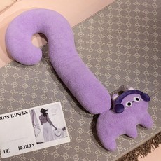 可愛問號造型貓咪長條抱枕, 芋泥紫喵,90cm(0.6kg)