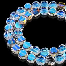 DIQIO 주얼리 제작용 6mm 스파클 플랫 크리스탈 비즈 - 팔찌용 코인 스페이서 라운드 슬라이스 93-100개 레이크 블루 AB 164529, 크리스탈 파라다이스