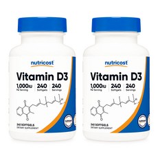 뉴트리코스트 비타민 D3 1000IU 240소프트젤, 2개, 240정