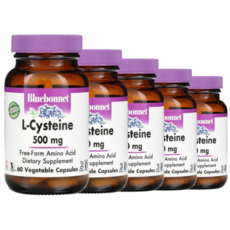 멀티구성 블루보넷 뉴트리션 L-시스테인 500mg 베지 60정 아미노산 Aimno Aicd 비건 피부, 5개