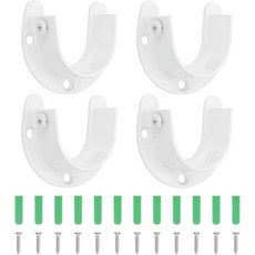 uxcell 옷장 막대 받침대 스테인리스 스틸 U자형 플랜지 홀더 4개 끝 지지대 직경 32mm 막대용 흰색
