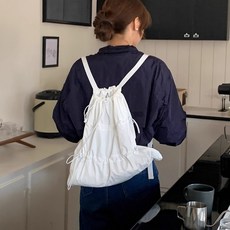여성용 보부상 가방 스트링 숄더백 경량 데일리백 봄 여름 가을 학생 직장인 여자 짐색 백팩 여행용 나일론 방수 원단 아노락 바스락 스트링 버클 데일리