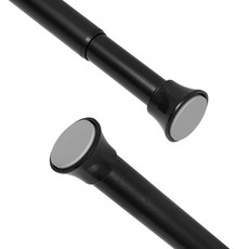 Vellichor 초강력 간편설치 길이조절 못 없이 25mm 무타공 압축봉 커튼봉, 블랙 블랙