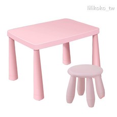 IKEA 兒童桌椅組 高度可調節 穩固耐用 圓潤安全 幼兒園學習桌椅 粉色, 粉色 圓凳+桌子