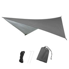 TRIWONDER 캠핑 방수포 방수 레인 플라이 해먹 쉘터 하이킹 배낭여행 해먹 해변 피크닉 및 기타 야외 활동용 - 액세서리 포함 (그린) 236682, 7.5 x 4.6 ft, 01 그레이+액세서리