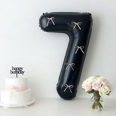 해피제이니 블랙 초대형 숫자 풍선 핑크리본 이벤트 기념일 생일, 1개, 블랙숫자+핑크리본 7